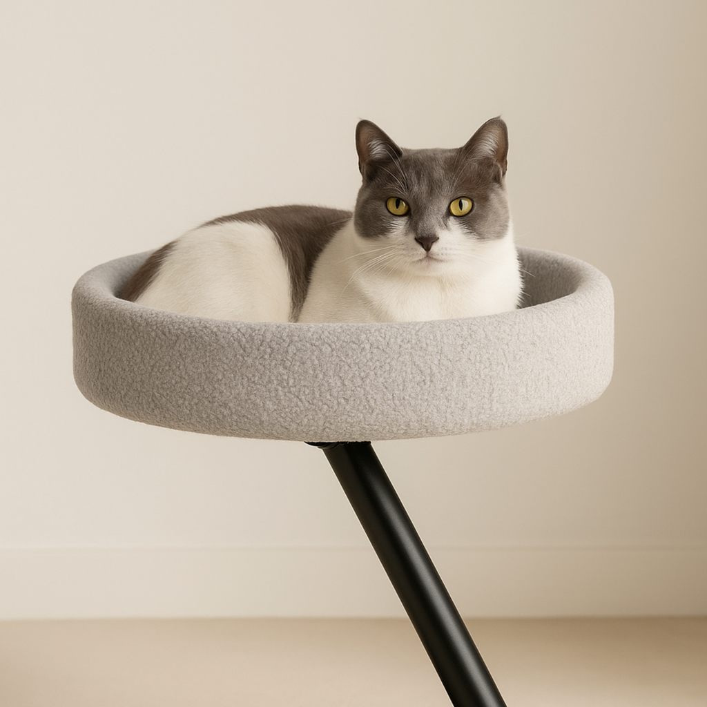 Lit Rond de Bureau pour Chat – Nid Doux et Confortable avec Hauteur Réglable et Cadre d’Escalade Ma boutique