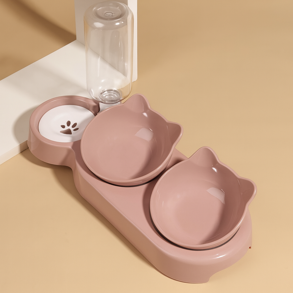 Bols 3 en 1 pour Animaux – Gamelle Inclinée avec Distributeur d’Eau par Gravité, Protection du Cou pour Chats et Chiens Ma boutique